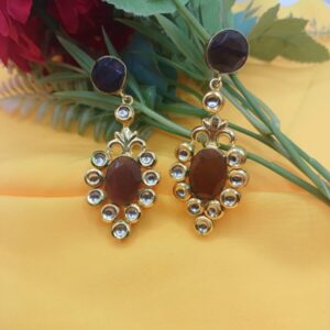 black and brown natural stone earring