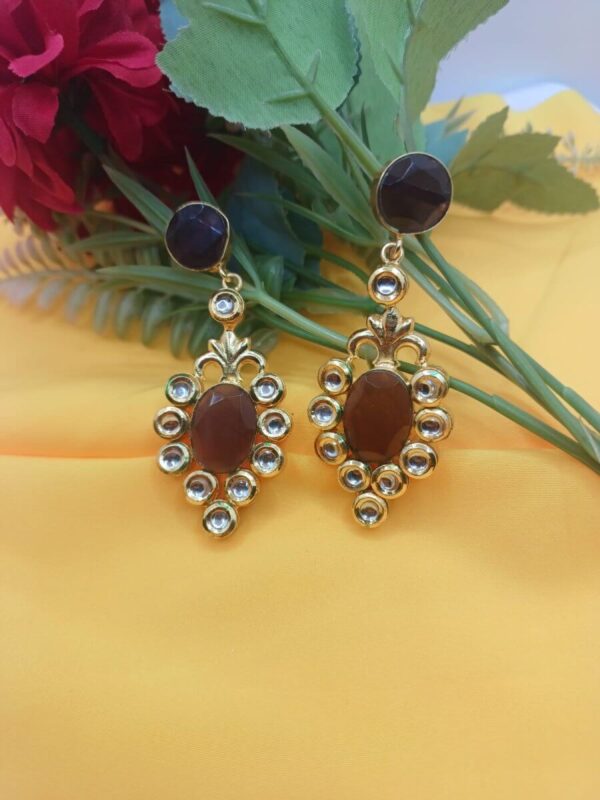 black and brown natural stone earring