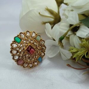 multicolored kundan ring